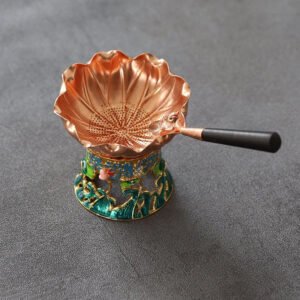 Vintage Copper Tea Strainer with Holder