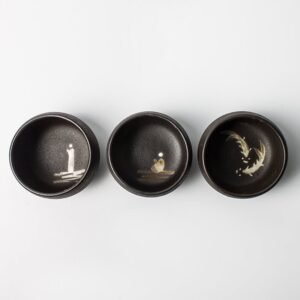 Black Japanese Ceramic Tea Cups 80ml
