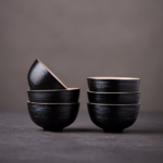 Set of 6 Japanese Black Tea Cups 30ml