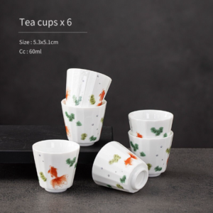 Set of 6 Porcelain Fish Cups 60ml