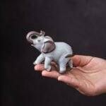 Main view of handcrafted ceramic elephant tea pet for gongfu tea ceremonies