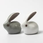 Handcrafted ceramic rabbit tea pet main view, white smooth finish