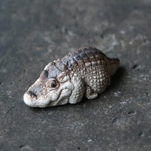 Handcrafted Ceramic Crocodile Tea Pet | Mini Chinese Gongfu Tea Table Ornament, $26