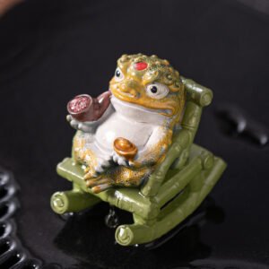 Color Changing Rocking Chair Frog Tea Pet Gift Set, Lucky Chinese Tea Table Decor