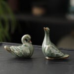Ge Kiln Crackle Glaze Ceramic Duck Tea Pet 6-10cm, Handcrafted Chinese Tea Accessory