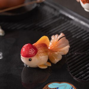 Color Changing Goldfish Tea Pet, Handcrafted Resin Tea Table Ornament for Gongfu Tea