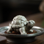 Side view of realistic longevity turtle tea pet for tea table