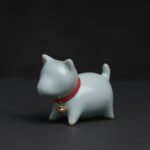 Handcrafted Ru Kiln Blue Ceramic Shiba Inu Tea Pet 8cm, Cute Chinese Tea Accessory