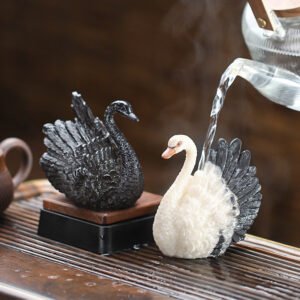 Color Changing Swan Tea Pet Set of 2, Handcrafted Chinese Gongfu Tea Accessory