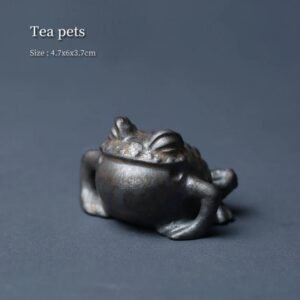 Vintage golden toad tea pet main product view showing detailed toad carving