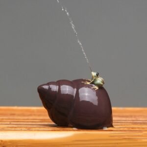 Water Spraying Frog on Snail Shell Tea Pet | Hand-Painted Ceramic Gongfu Tea Accessory