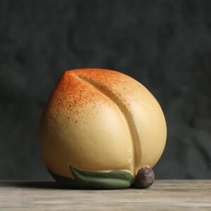 Yixing purple clay peach tea pet main front view realistic detail