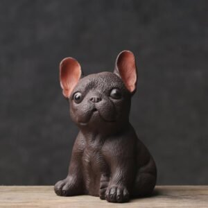 Handcrafted zisha French bulldog tea pet main front view