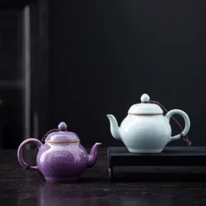 full view of 100ml handcrafted small Chinese ceramic teapot