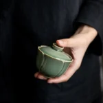 110ml longquan celadon petal gaiwan tea bowl front view