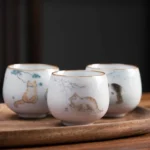 full collection of 120ml hand painted cat ceramic teacups