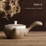Style A rustic speckled brown ceramic kyusu teapot 130ml