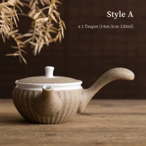 Style A rustic speckled brown ceramic kyusu teapot 130ml