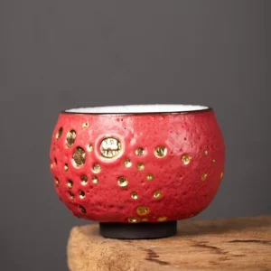 top view of textured 130ml japanese style ceramic tea cup