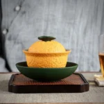 full view of 140ml orange shaped ceramic gaiwan tea set