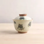 front view of 150ml cute cartoon tiger chinese gaiwan tea set