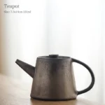 full view 150ml vintage dark gray ceramic teapot