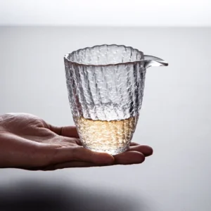 170ml handcrafted glacier pattern glass gong dao bei tea pitcher full view