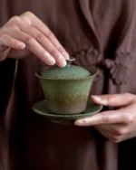 Black ceramic 170ml handcrafted gaiwan tea set main product view