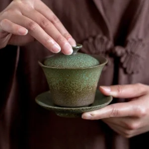 Black ceramic 170ml handcrafted gaiwan tea set main product view