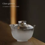 180ml frosted glass gaiwan tea brewing set main view