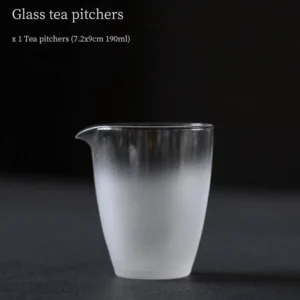 full view of 190ml gradient frosted glass gong dao bei tea pitcher
