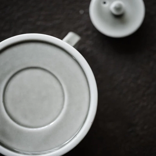 top view of 200ml light gray celadon teapot on table