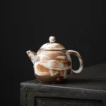 main view of 200ml handcrafted dragon egg wabi-sabi ceramic teapot