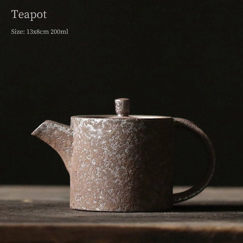 size comparison of 200ml iron rust glaze ceramic tea pot