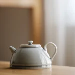 full view of 200ml light gray celadon ceramic teapot