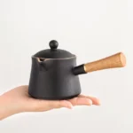 full view handcrafted 200ml side handle ceramic teapot