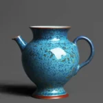 200ml vintage Chinese blue kiln change ceramic tea pitcher gongdao bei full view