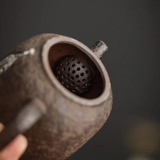 Internal built-in filter of 200ml vintage coarse pottery gongfu teapot