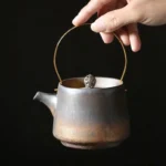 full view of 210ml antique style chinese ceramic lift handle teapot
