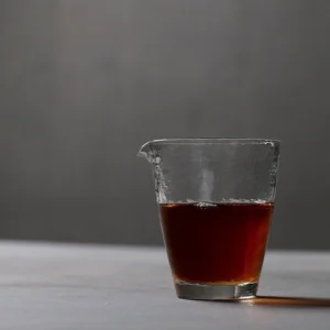 Full product view of 220ml hammered clear glass gong dao bei tea pitcher