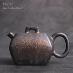 front view of 220ml vintage gilded ceramic teapot