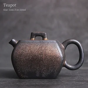front view of 220ml vintage gilded ceramic teapot