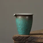 Full view of 250ml crackle glaze ceramic Gong Dao Bei tea pitcher