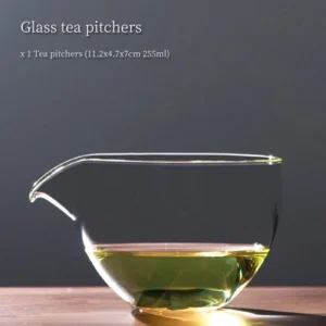 255ml clear high borosilicate glass gongdao bei tea pitcher front view