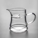 300ml clear glass gong dao bei with handle side view