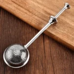 304 stainless steel loose leaf tea strainer closed product shot
