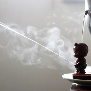 4-pack handmade purple clay peeing boy tea pet full set display