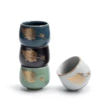 hand decorated 70ml gongfu porcelain tea cup side profile