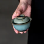 90ml mini green ceramic gaiwan tea set front view