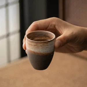 Hand held antique style Japanese clay tea cup 100ml